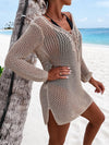 Openwork Tie Neck Cover-Up Trendsi