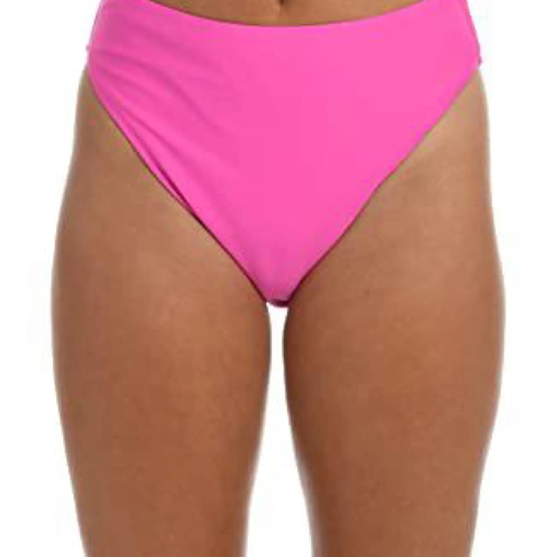 Hobie Women's Standard Hi Waist Bikini Swimsuit Bottom, Hot Pink//Solids Hobie