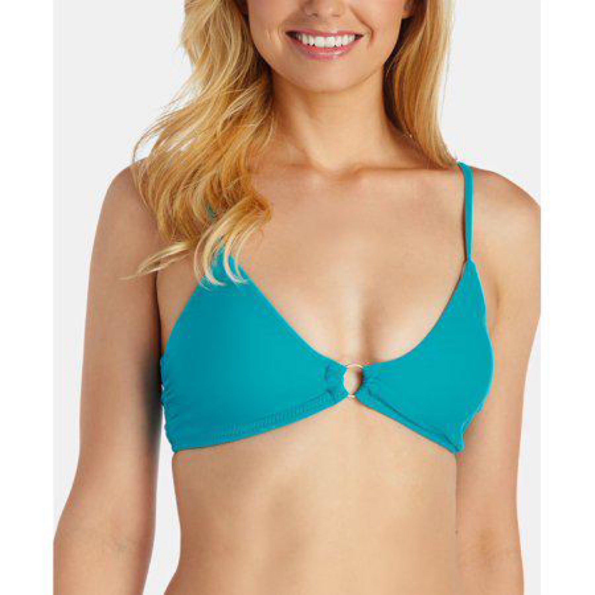 Raisins Teal Juniors Solids O-Ring Bikini Swim Top