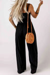 Smocked Square Neck Wide Leg Jumpsuit with Pockets - Makuwa Swim Wear
