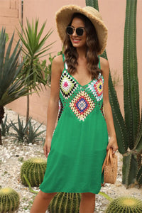 Geometric V-Neck Spaghetti Strap Cover Up Dress Trendsi