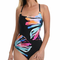 La Blanca Black Prism Palm Crisscross-Back One-Piece Swimsuit La Blanca