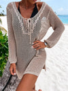 Openwork Tie Neck Cover-Up Trendsi