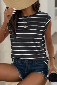 Decorative Button Round Neck T-Shirt - Makuwa Swim Wear
