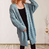 Cable-Knit Open Front Dropped Shoulder Cardigan Trendsi