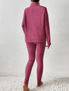 Ribbed Turtleneck Top and Pants Set Trendsi
