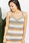 Striped Tie Shoulder Split Cover Up Dress Trendsi