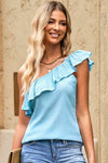 Ruffled One-Shoulder Tank Trendsi