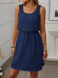 Waffle-Knit Drawstring Mini Tank Dress - Makuwa Swim Wear