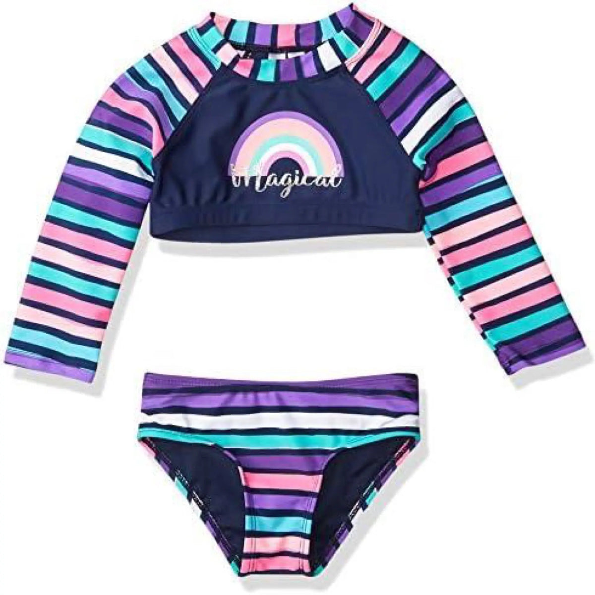 Limited Too Girls Printed Two Piece Long Sleeve Rashguard Swimsuits Limited Too