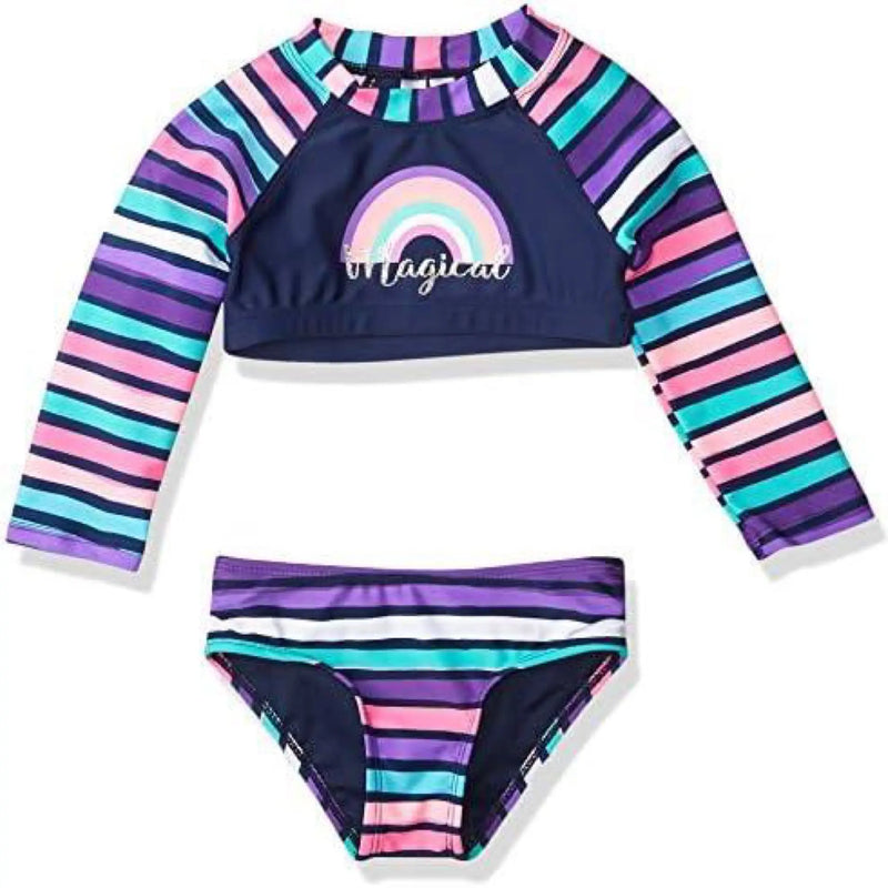 Limited Too Girls Printed Two Piece Long Sleeve Rashguard Swimsuits Limited Too