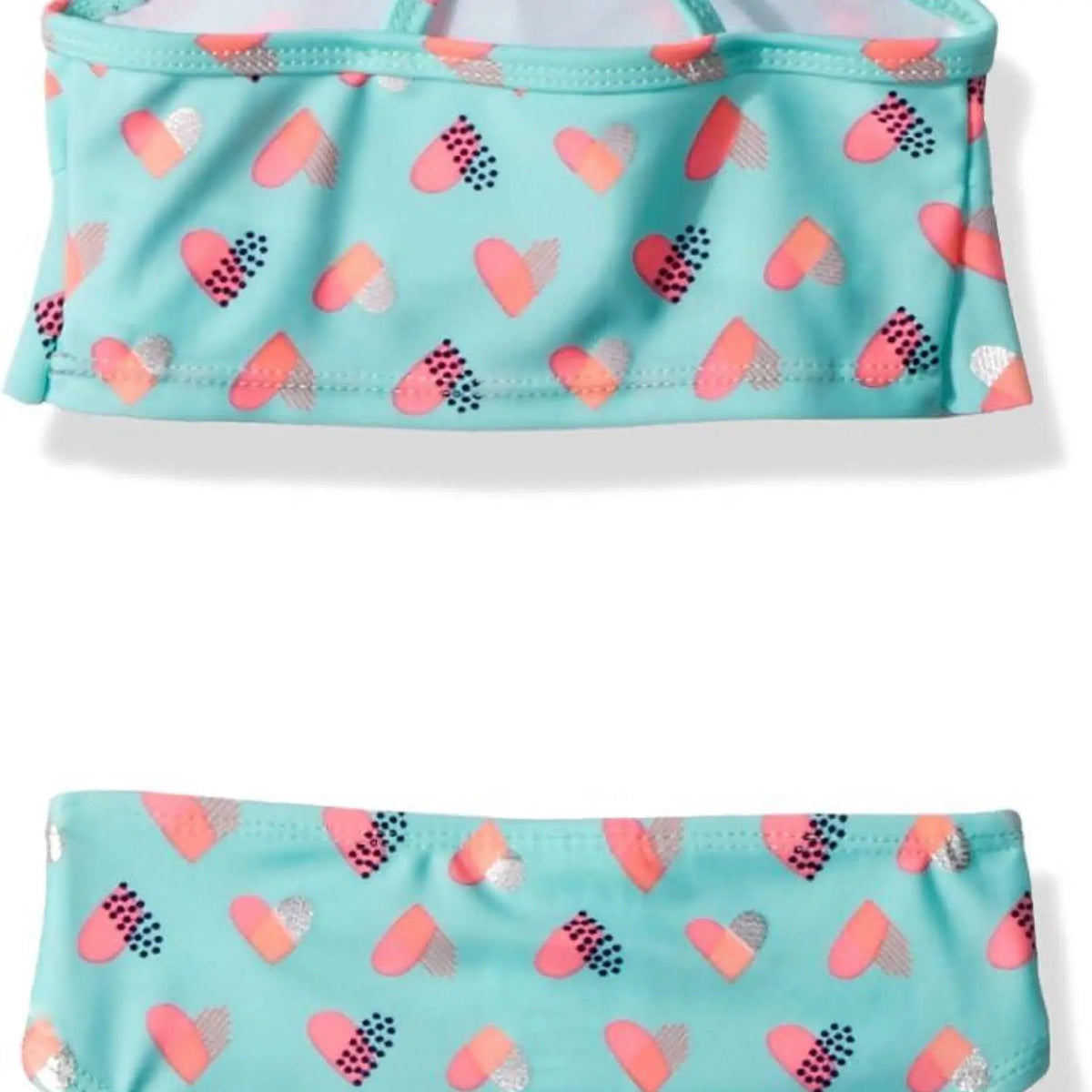 Baby Buns Girls ' Two Piece Heartbreaker Swimsuit Set with Hooded Cover Up, Multi Baby Buns