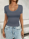Scoop Neck Short Sleeve T-Shirt Trendsi