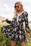 Floral Lace Trim Long Sleeve Dress Trendsi