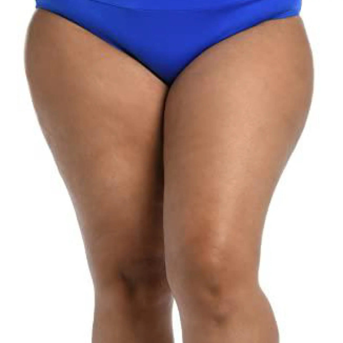 24th & Ocean Womens Mid Waist Spliced Swimsuit Bikini Bottoms, Sapphire Solid 24th & Ocean