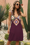 Geometric V-Neck Spaghetti Strap Cover Up Dress Trendsi