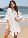 Backless Cutout Three-Quarter Sleeve Cover Up Trendsi