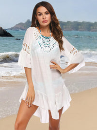 Backless Cutout Three-Quarter Sleeve Cover Up Trendsi