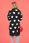 Heart Graphic Open Front Cardigan with Pockets Trendsi