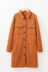 Textured Button Down Collared Neck Coat Trendsi
