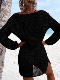 Openwork Tie Neck Cover-Up Trendsi