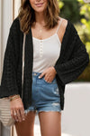Openwork Open Front Dropped Shoulder Cardigan - Makuwa Swim Wear