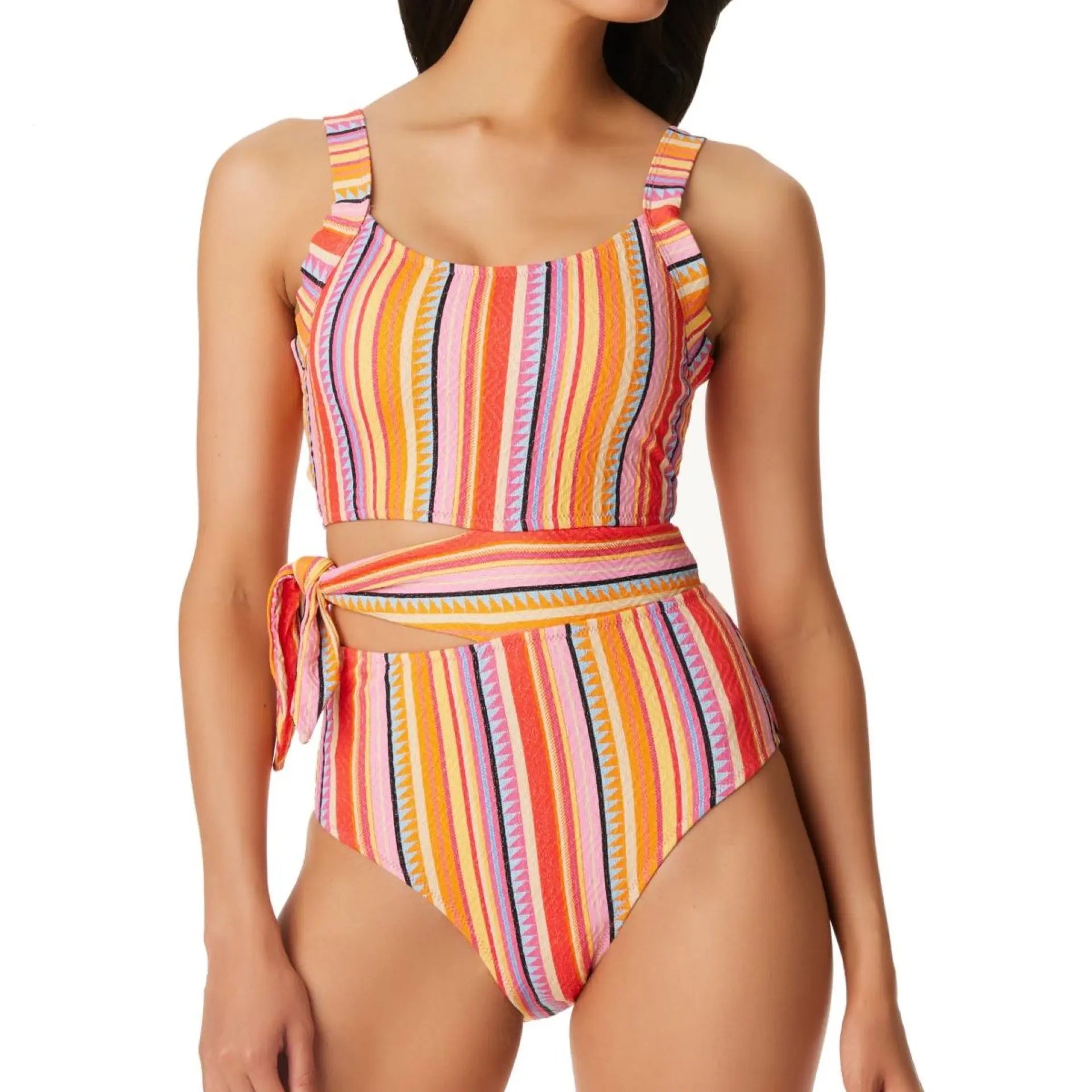 Jessica Simpson Women's Escape to Pacific Tied One-Piece Swimsuit Women's Swimsuit Jessica Simpson
