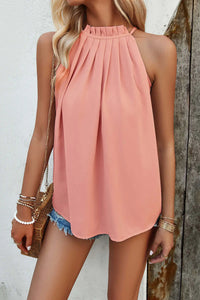 Ruched Grecian Neck Tank Trendsi