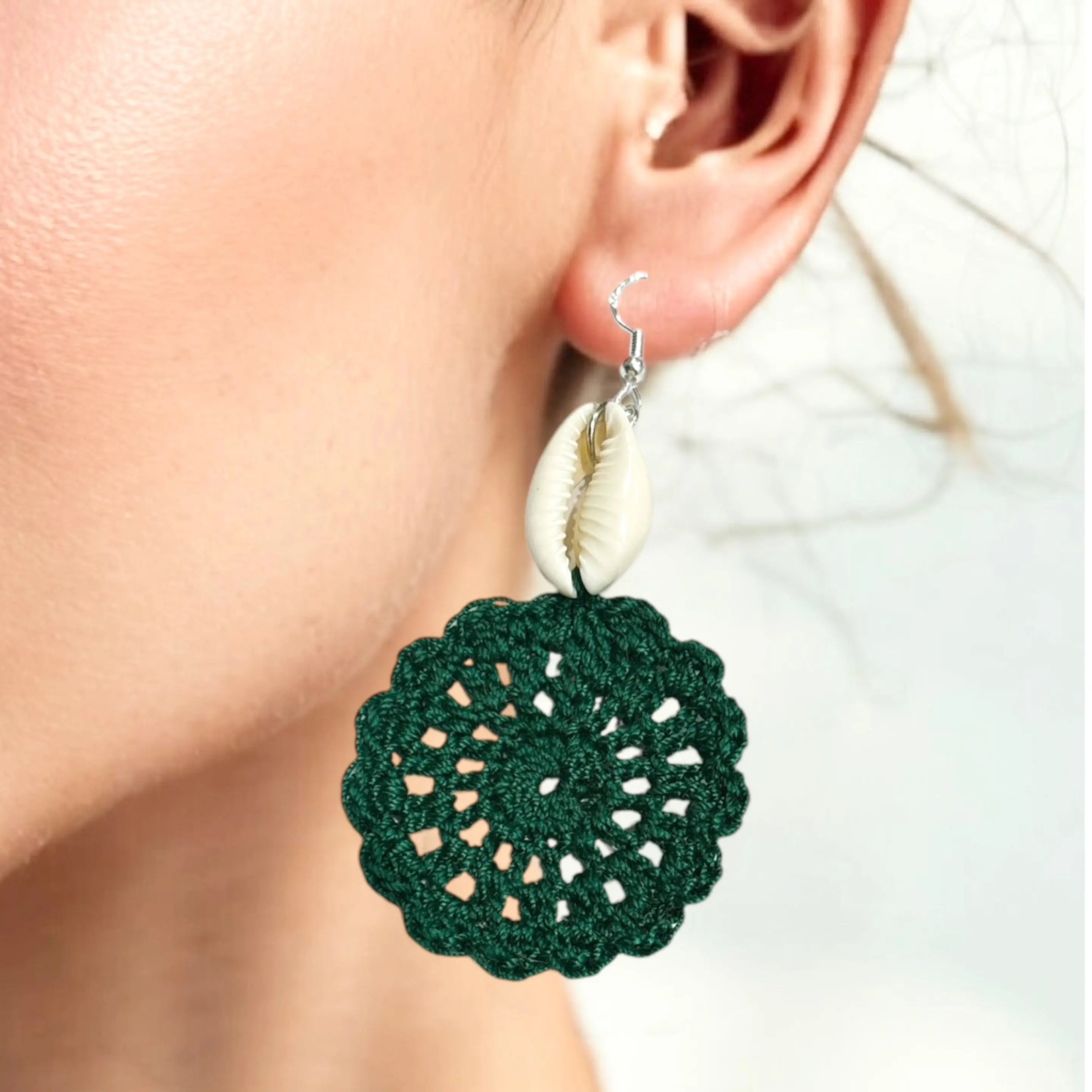 Amani’s Collection Crochet Daisy with Shell Earrings Makuwa Swim Wear