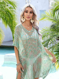 Multicolored Openwork Tassel Slit Cover-Up Trendsi
