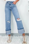 Distressed Straight Jeans with Pockets Trendsi