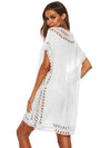 Cutout V-Neck Short Sleeve Cover-Up Trendsi
