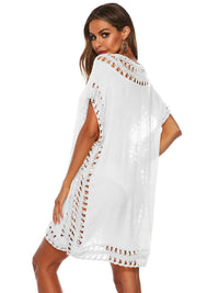 Cutout V-Neck Short Sleeve Cover-Up Trendsi