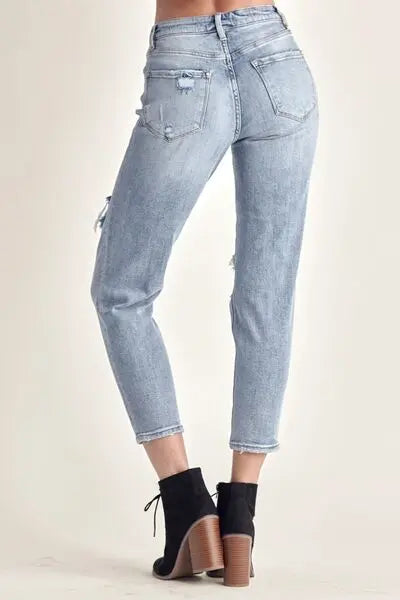 RISEN Distressed Slim Cropped Jeans Trendsi