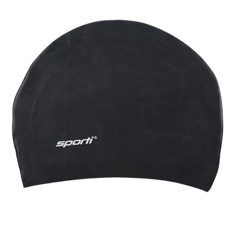 Sporti Long Hair Silicone Swim Cap Black Sporti