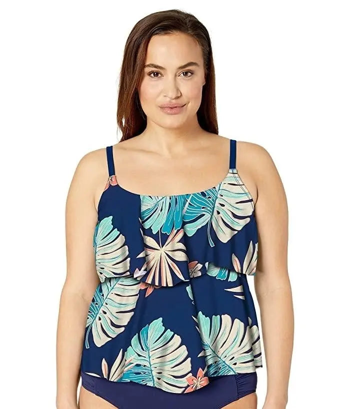 Maxine of Hollywood Womens Hula Leaf Triple Tier Tankini Top Maxine of Hollywood