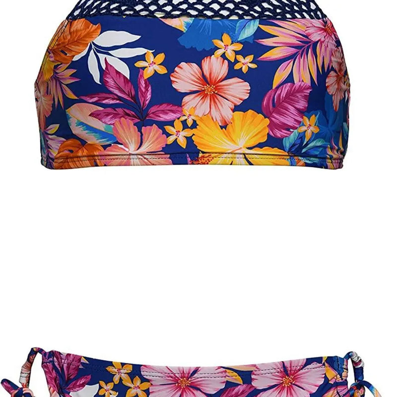 Hobie Kids' High Neck Halter Top and Side Tie Bikini Bottom Set Hobie Girls