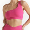 EY Pink One Shoulder Rib Bra Electric Yoga