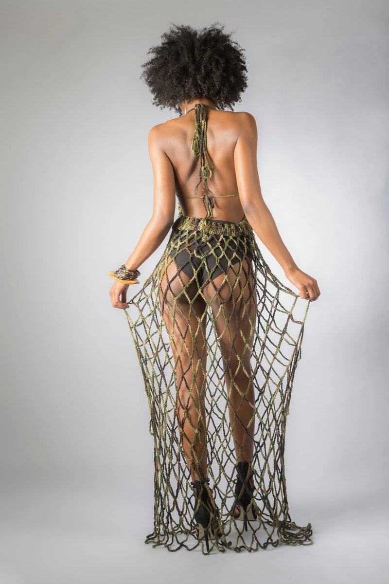 Handmade Crochet Camouflage Cover-Ups Dress - Makuwa Swim Wear