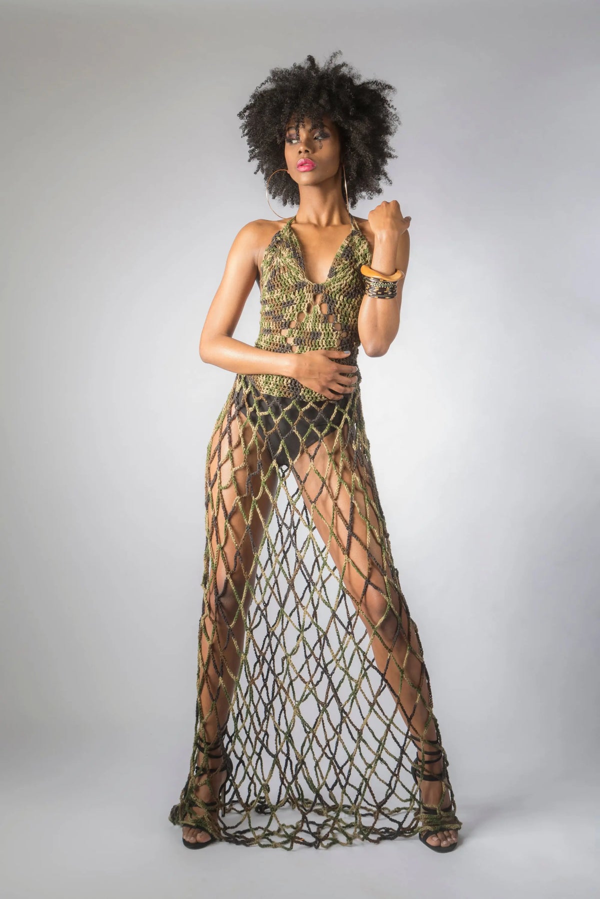 Handmade Crochet Camouflage Cover-Ups Dress - Makuwa Swim Wear