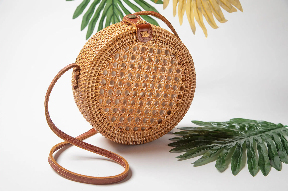 Round Woven Ata Rattan Bag - Makuwa Swim Wear