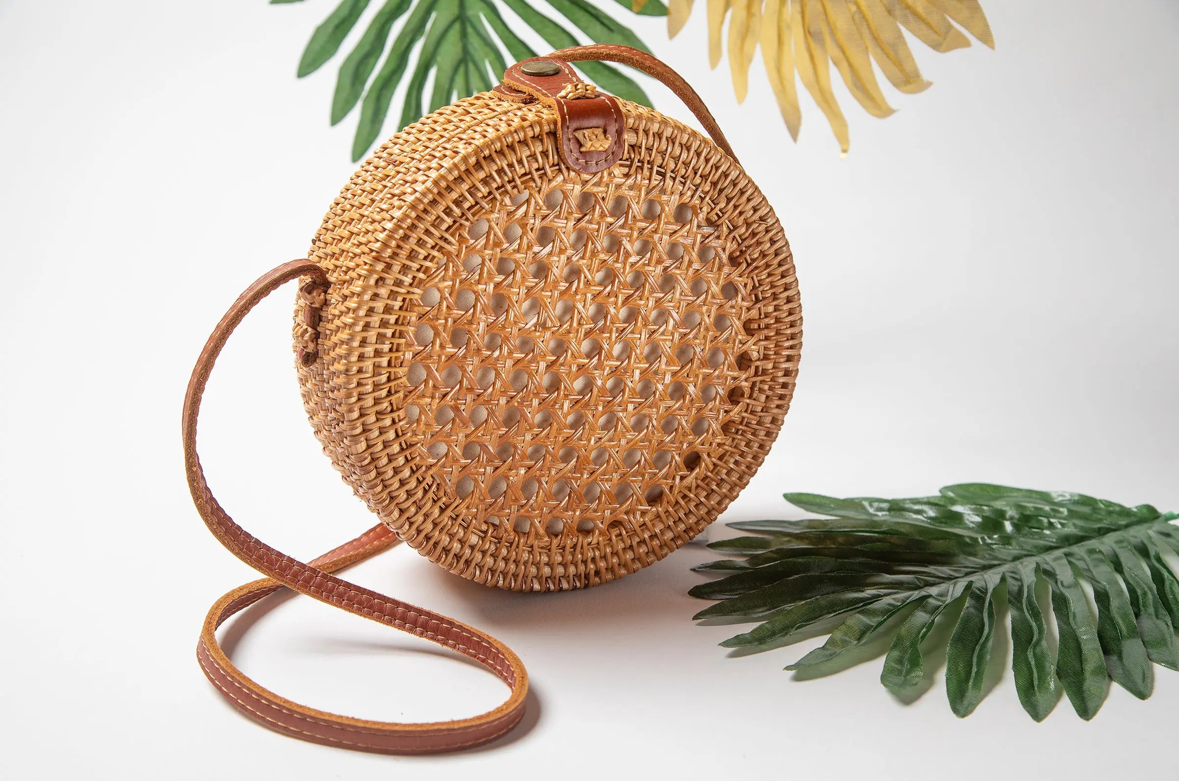 Round Woven Ata Rattan Bag - Makuwa Swim Wear