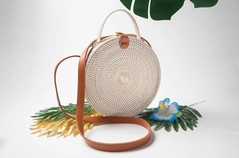 White Summer Woven Ata Rattan Bag - Makuwa Swim Wear