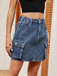 High Waist Denim Skirt Trendsi