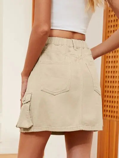 High Waist Denim Skirt Trendsi