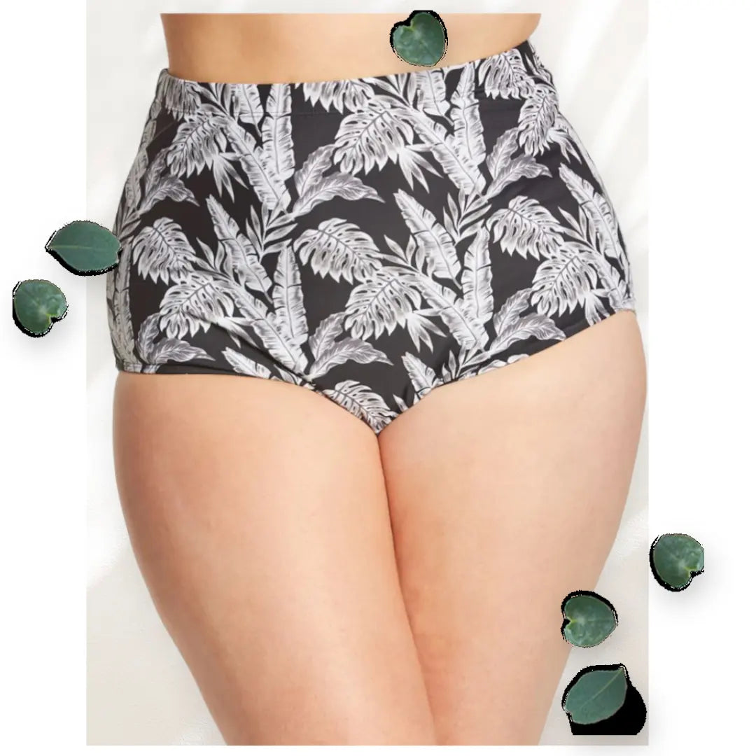 Club Swim Caribbean Palms Plus Size Ultra High Waist Swim Brief Bottom Club Swim