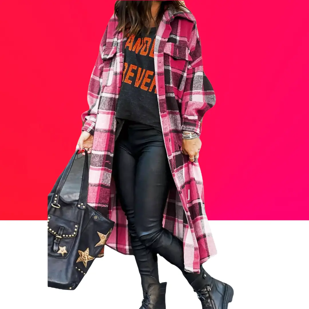 Pink Plaid Flannel Jacket - Makuwa Swim Wear