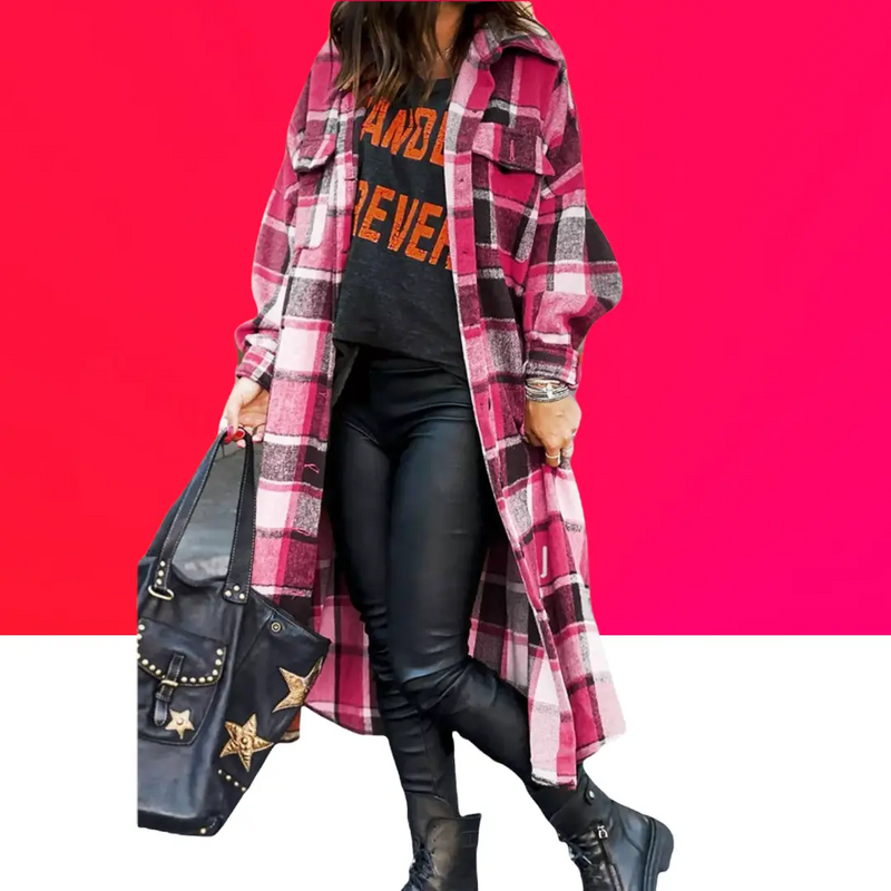 Pink Plaid Flannel Jacket - Makuwa Swim Wear