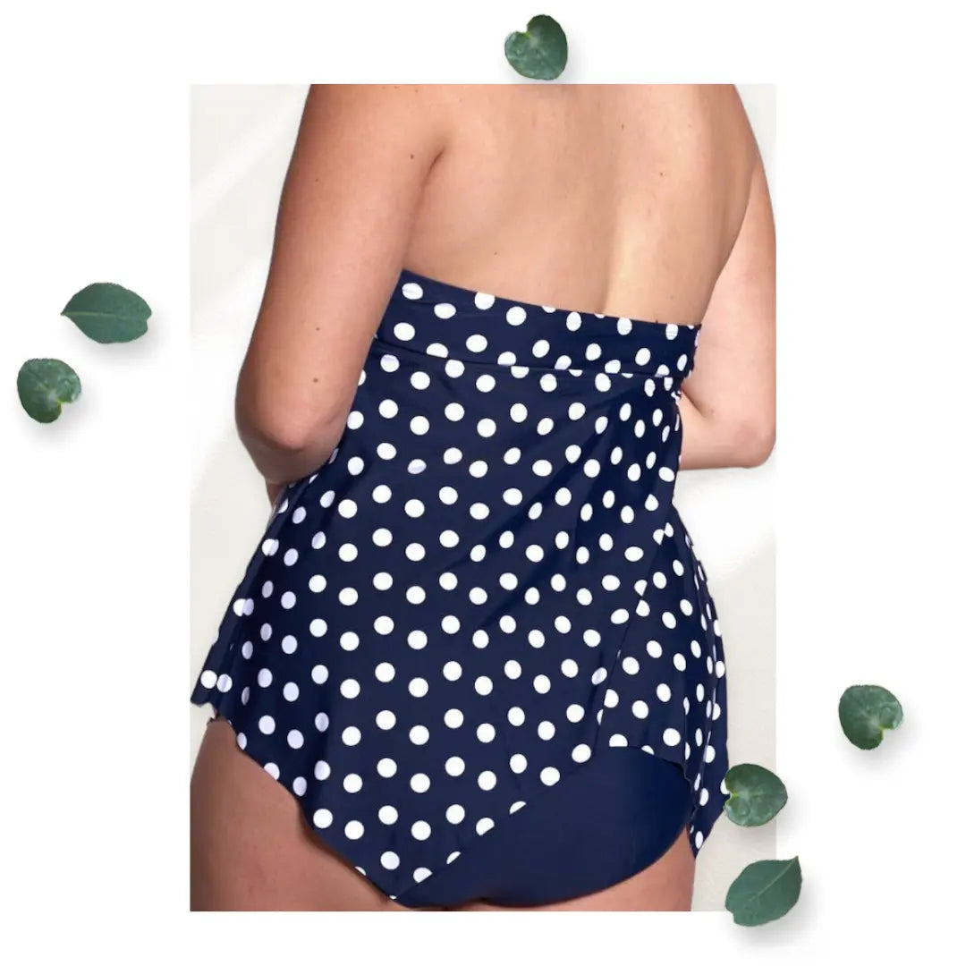 CG Poca Dots Navy Handkerchief Tankini Top Cover Girl