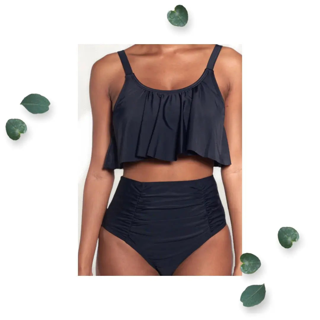 CG Women’s Black Ruched High Waist  Bikini Bottom Only Cover Girl